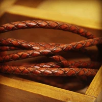 2meters brown braided genuine leather bracelet findings 34568mm round leather cord string rope diy necklace bracelet making