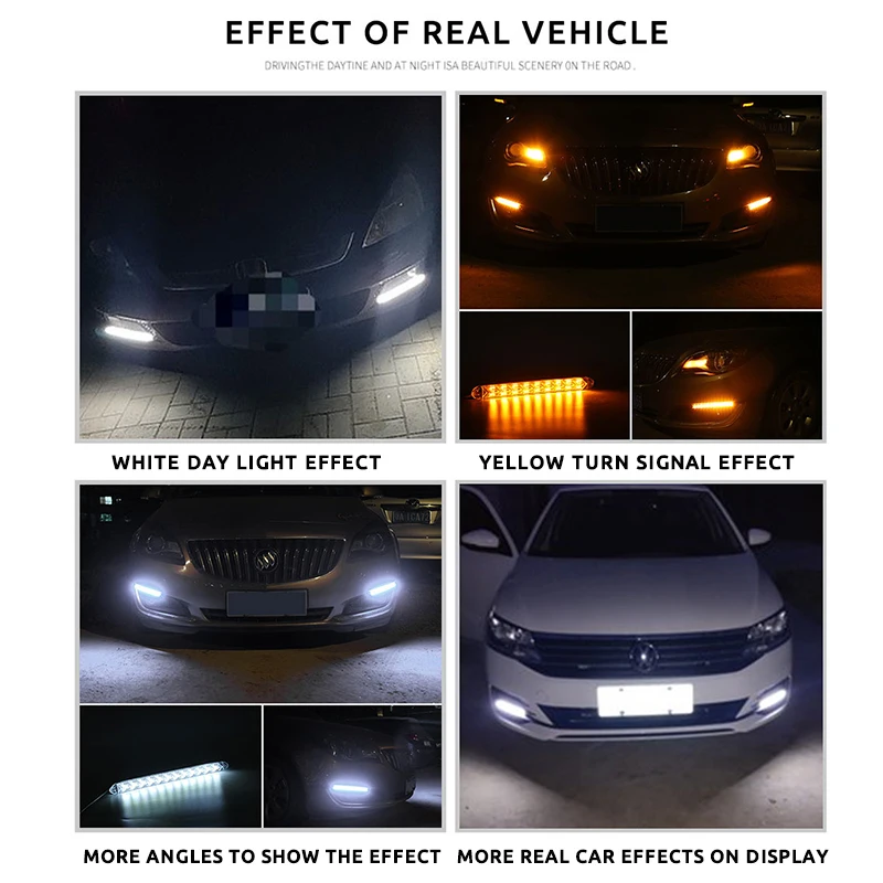 2x авто DRL Светодиодный дневной светильник потока желтый указатель поворота белый