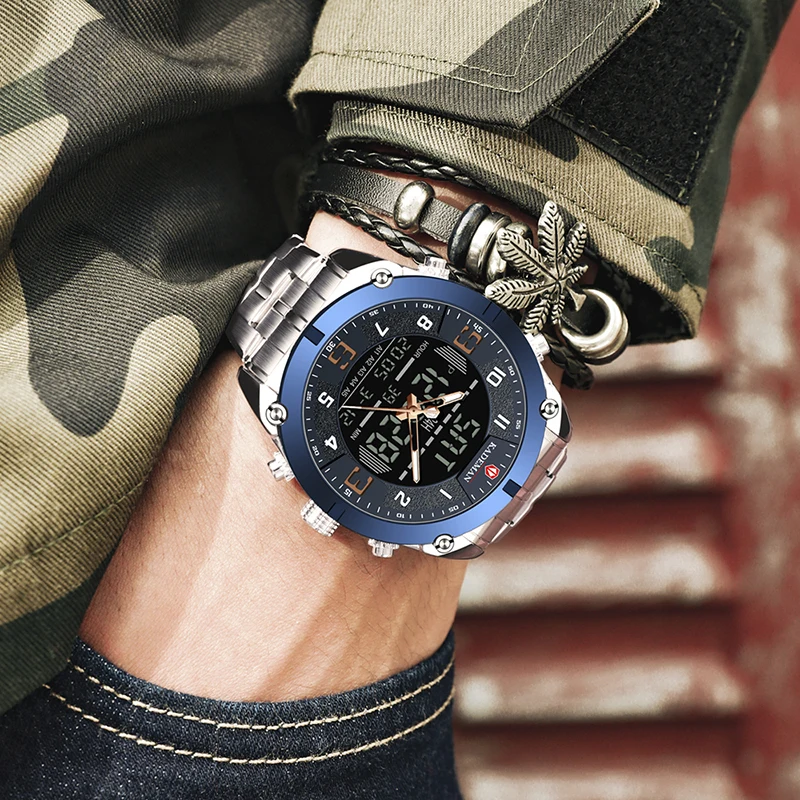 

KADEMAN 2020 Sport LED Analog Digital Watches Men Luxury Brand Stainless Steel Men's Watches Digital Waterproof Wristwatch