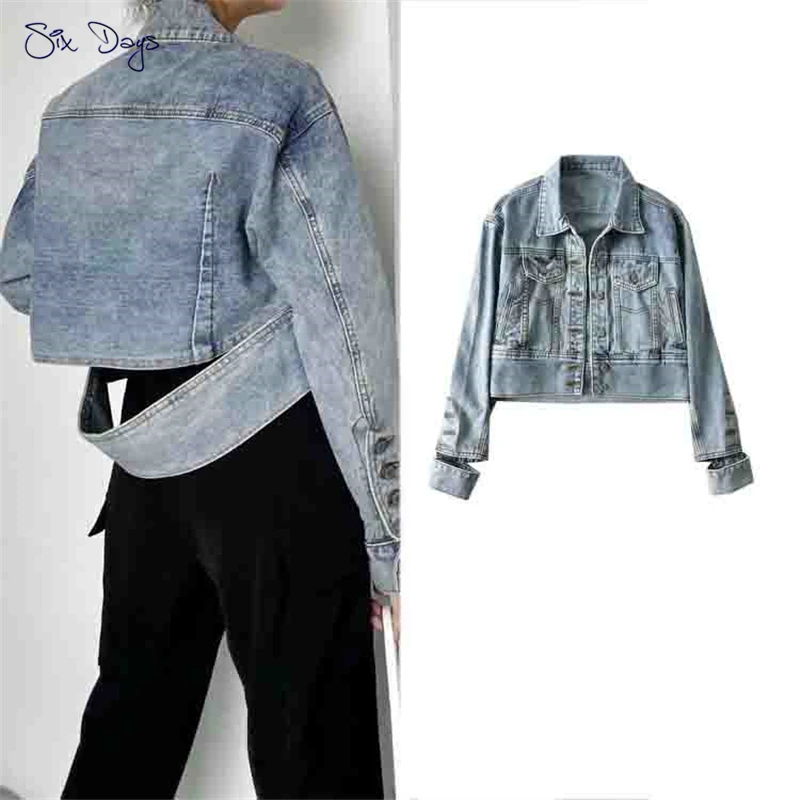 

Harajuku Style Spring Fashion Jeans Jacket Women Long Sleeve Denim Jacket Crop Top Girl Short Coat Chic Mujer Casual Outerwear