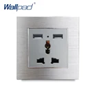 Универсальная Розетка с двойным USB-портом для зарядки с неоновыми стенками серебристая металлическая универсальная розетка 13 а с 2 USB-портами s