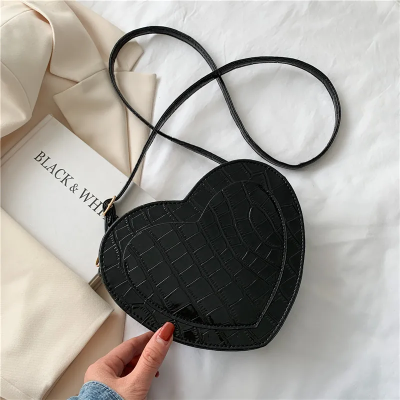 

Stone Pattern Women Bag Love Heart Shape Quality Designer Pu Leather Chain Mini Crossbody Bags For Women And Girl Best Gift