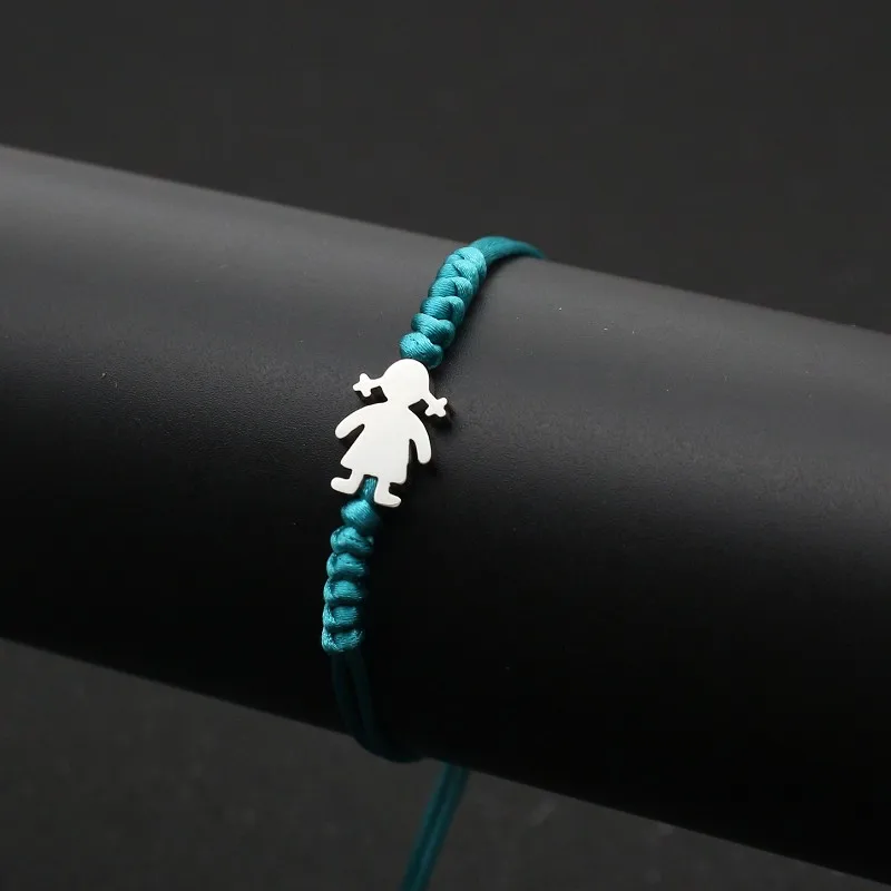 Jade blue Милый медведь из нержавеющей стали Маленький амулетный браслет для девочек для женщин девочек красная веревка на удачу тесьма Регулируемый Браслет Дружбы бижутерия - Окраска металла: Jade blue