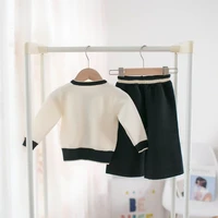 2020 Autumn girls knitted clothing set cardigan  pants fashion kids clothing set high quality kids clothing SIZE 80-120