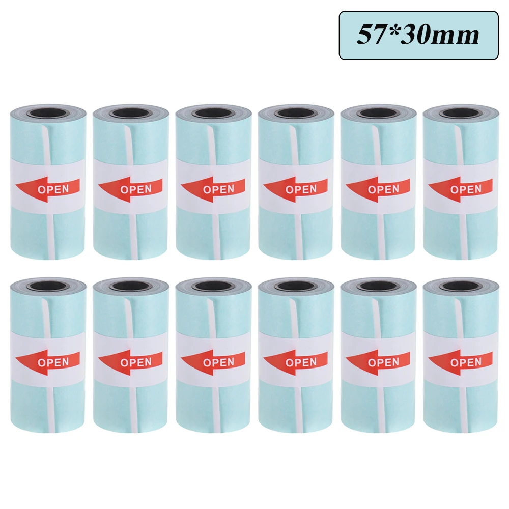12 рулонов печать наклеек Бумага рулон прямая Термальность самоклеящаяся 57*30 мм
