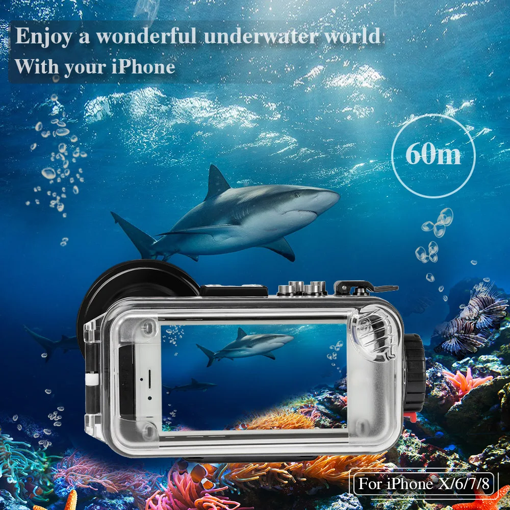 Водонепроницаемый чехол с Bluetooth для iPhone 6/7/8/X, 60 м/195ft, защитный корпус для дайвинга, серфинга, плавания и подводного плавания