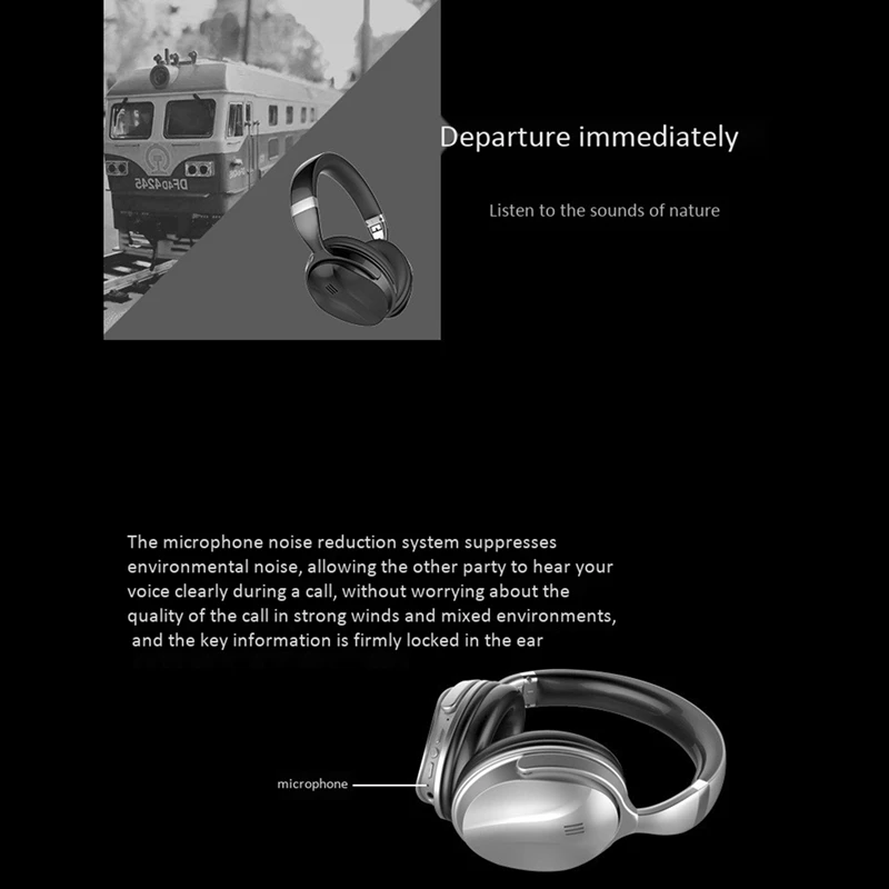 

Headphones Wireless Bluetooth 4.2 ANC Noise-Canceling Sports Headset Rechargeable Gaming Headphones