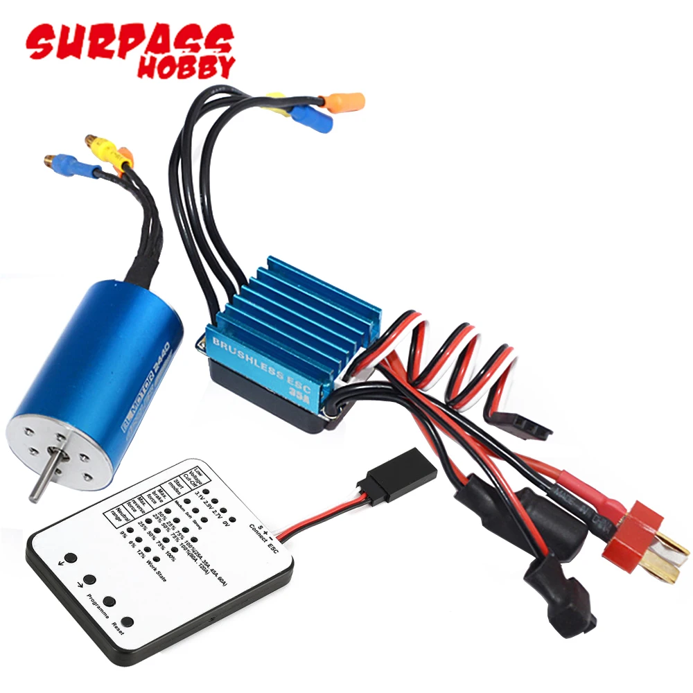 Водонепроницаемый 2440 4000KV 4600KV 6800KV бесщеточный двигатель с 35A ESC Программа карты для Traxxas HSP 1:16 1:18 Радиоуправляемый гоночный внедорожных автомобилей