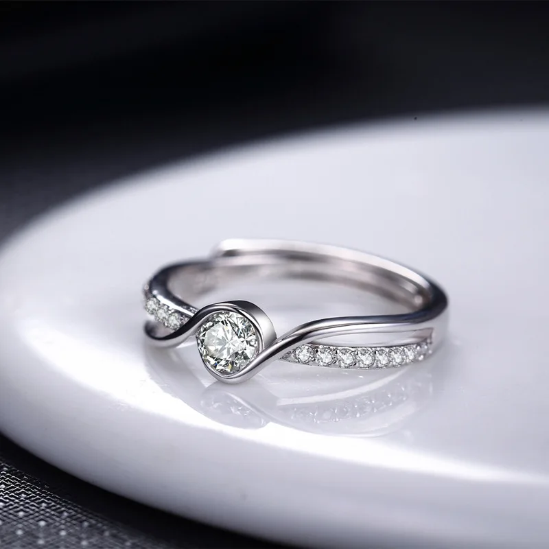 Модные кризальные регулируемые женские кольца серебряного цвета циркониевые