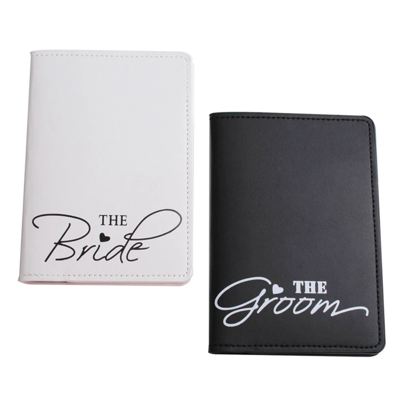 

1Set PU Leather Luggage Tag Bride Groom Passport Case for Couples Honeymoon LX9F