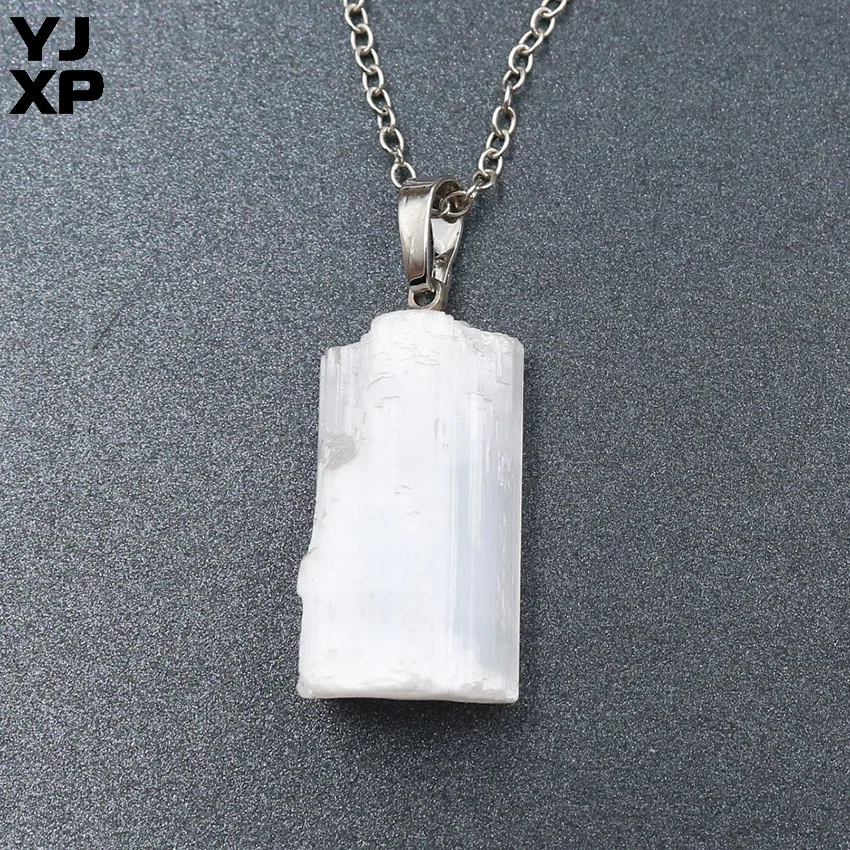 YJXP ожерелье с кулоном из натурального сырого камня для женщин и мужчин, ассиметричная колонна из гипса, палочки из селенита, креативные подвески, ювелирные изделия