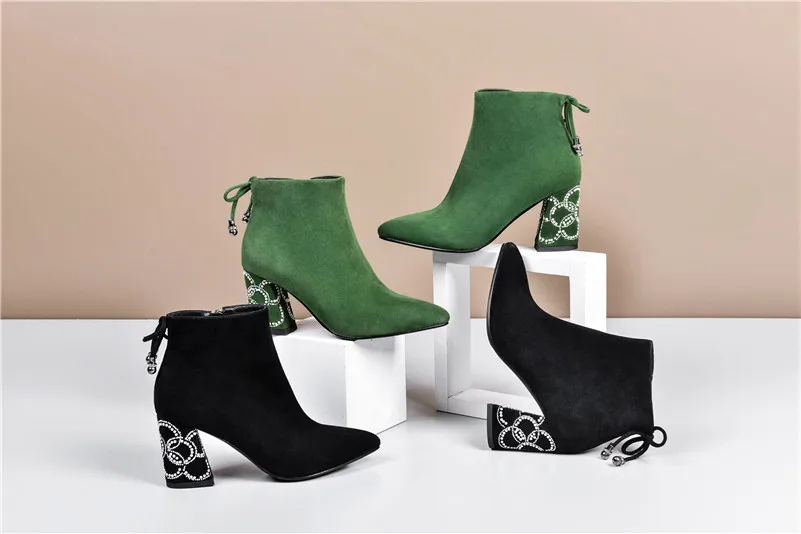 FEDONAS Pearl Embroider Women Ankle Boots High Heeled Prom Elegant Ladies Shoes Woman Warm Autumn and Winter Short Chelsea Boots