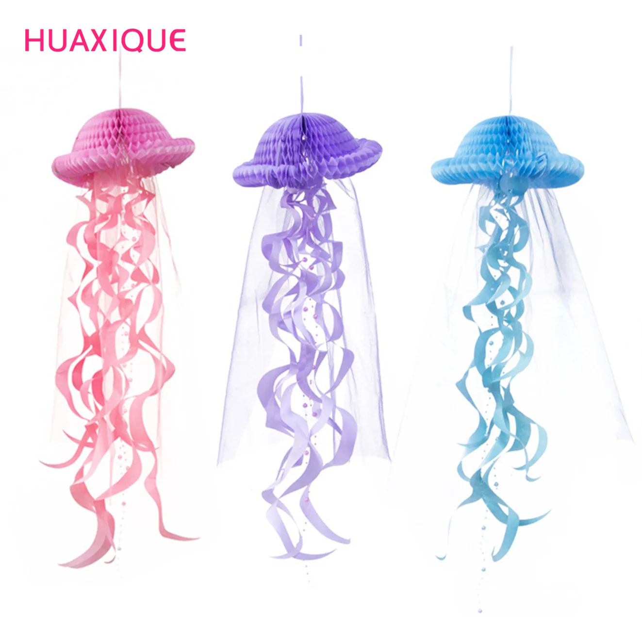 

Mermaid Party Decorations Hanging Honeycomb Jellyfish Pastel Mermaid Birthday Supplies Paper Ornament Birthday Party Gift