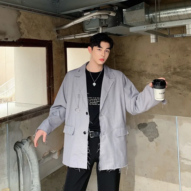 Дизайнерский повседневный мужской блейзер осень 2020 свободный пиджак с