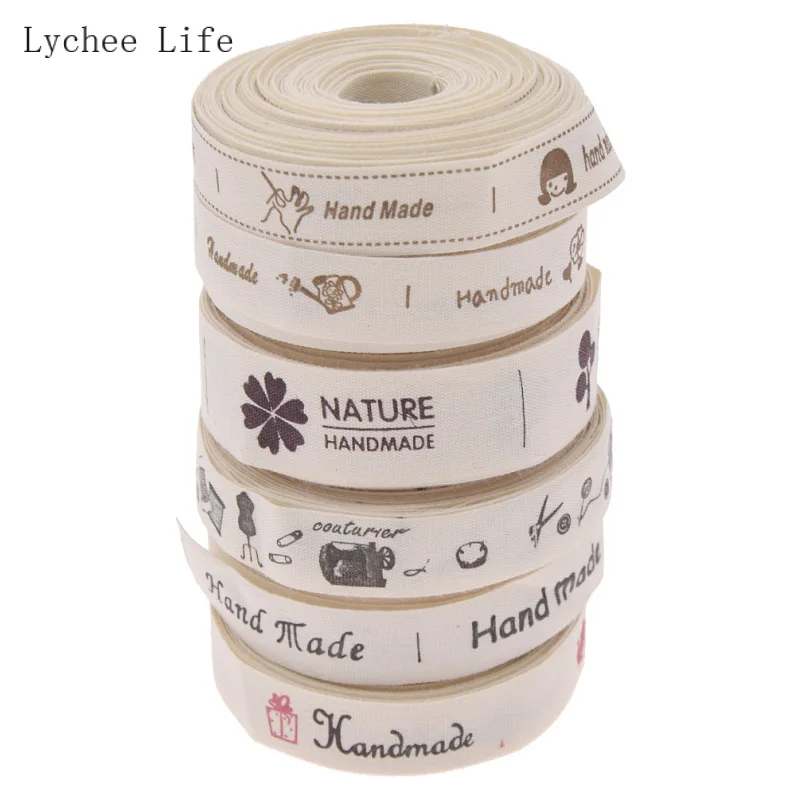 10 метров ручной работы сердце печатных хлопок метки одежды для Diy сумки Швейные