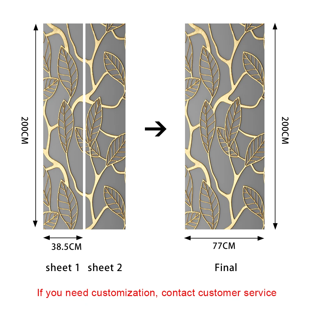 

2pcs/set Flat Tree Leaves DIY Door Decorative Paintings Bedroom Porch Door Art Mural Peel & Stick Print In 2D PVC Wallpaper