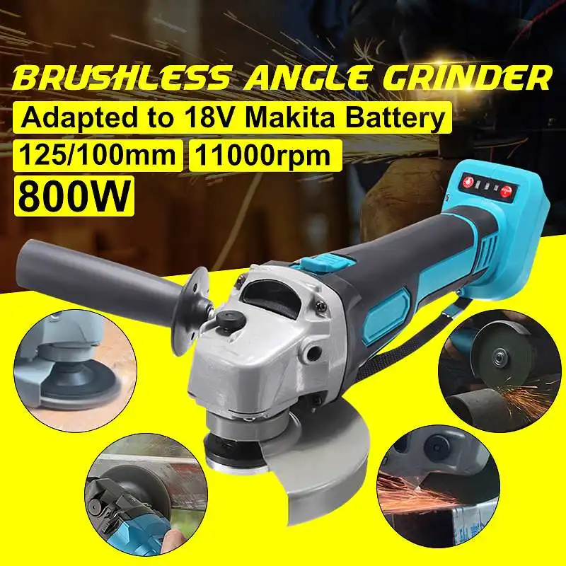 800W 125 мм бесщеточный аккумуляторная ударная угловая шлифовальная машина