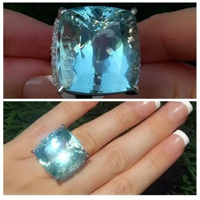 Роскошные свадебные кольца с большим квадратным белым золотом женские модные