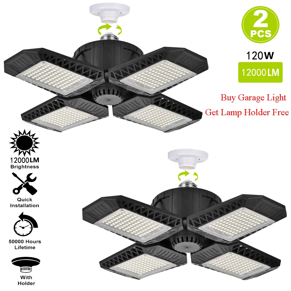 

Industrial Light 2pcs Bright LED Industial Garage Lighting E26 Base for Workshop Warehouse Adjustable Use in Cellar and Sewing