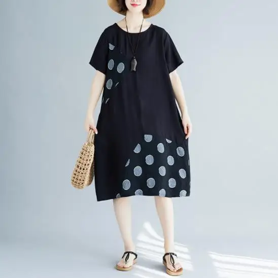 2020 белое платье в черный горошек женское летнее контрастное элегантное Бохо