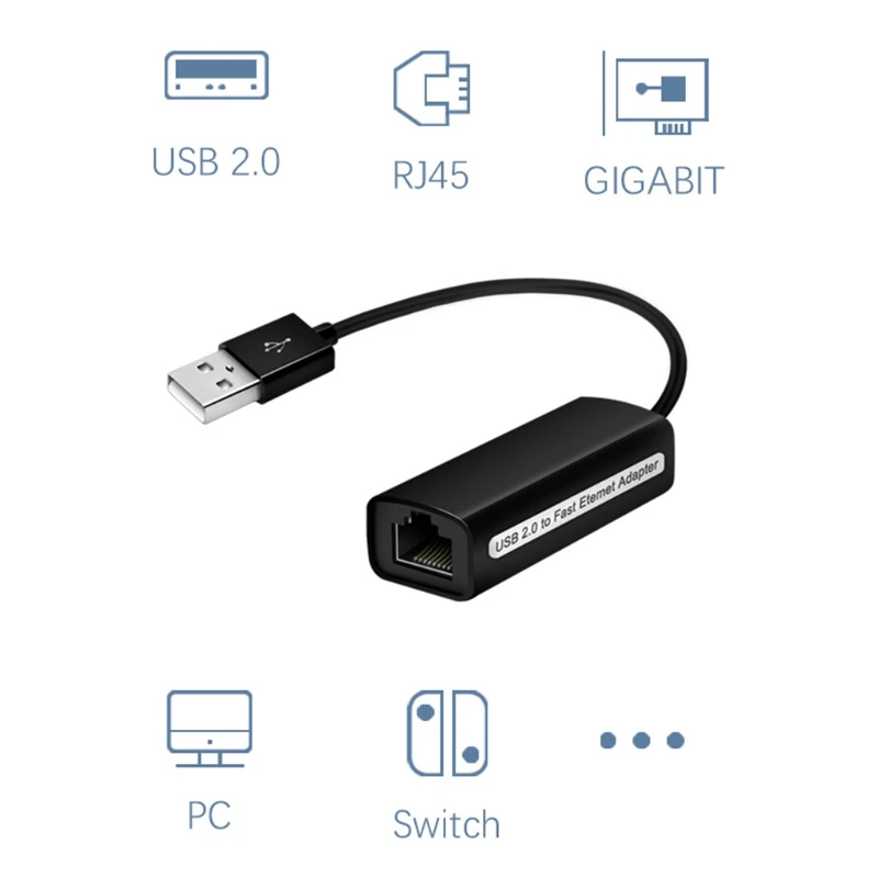 

100Mbps USB 2.0 Ethernet Network Card For Nintendo Switch/ For Wii/For WiiU Lan Connection Adapter