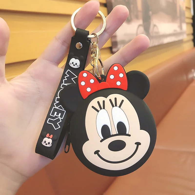 

5 Colour Mickey Minne Keychains Cartoon Silicone Change Purse Key Chain for Student Kids Gift Small Storage Bag Pendant
