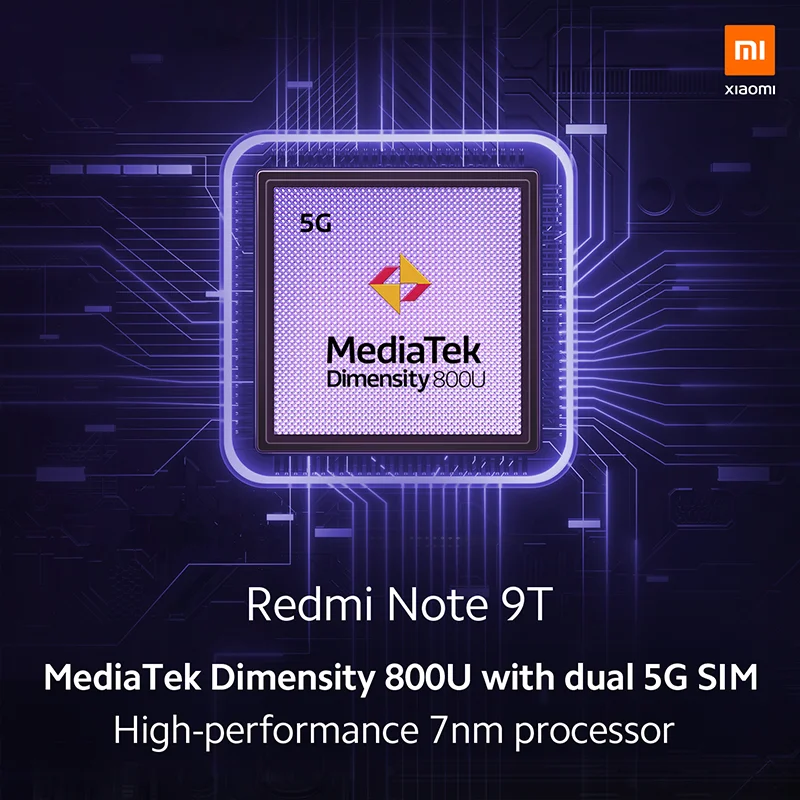 Глобальная версия смартфона Xiaomi Redmi Note 9 T 5G 4GB 128Gb Dimensity 800U 48MP Triple Camera 5000mAh|Смартфоны|
