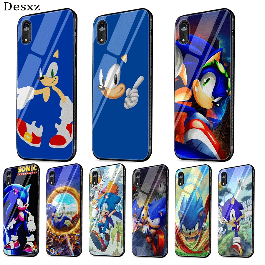 Стеклянный телефон Ca11 TPU стекло для Apple Iphone 5 5S 11 6 6S 7 8 Plus XR X XS Pro Max чехол Sonic The