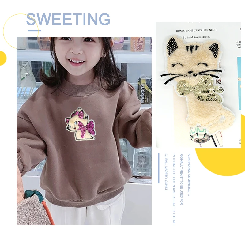 Плюшевая нашивка с блестками для пришивания одежды свитера декоративные большие