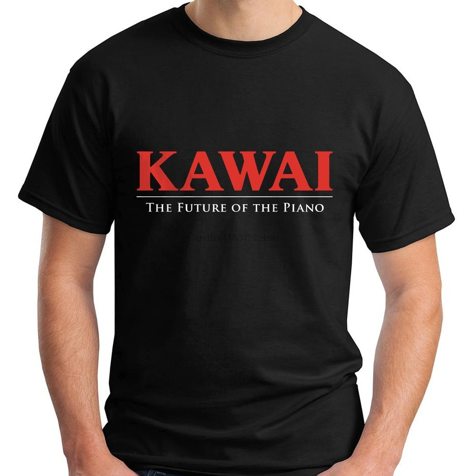 

New Kawai Piano Logo Black Men's T-Shirt Cotton O-Neck Shirt