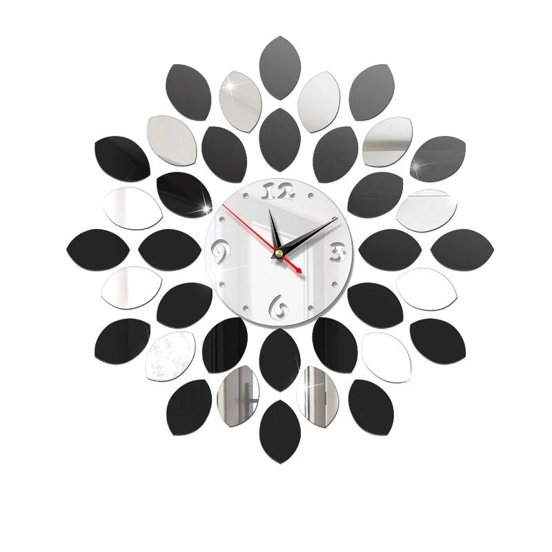 

Creative European style wall clock home diy3D three-dimensional decoration clock acrylic digital mirror wall stickers hanging