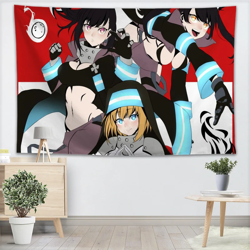 

Arthur Boyle Fire Force Tapestry Wall Cloth Decor Home Apartment Decoration Fabric Tapestries Camping Tent Travel Sleeping Pad