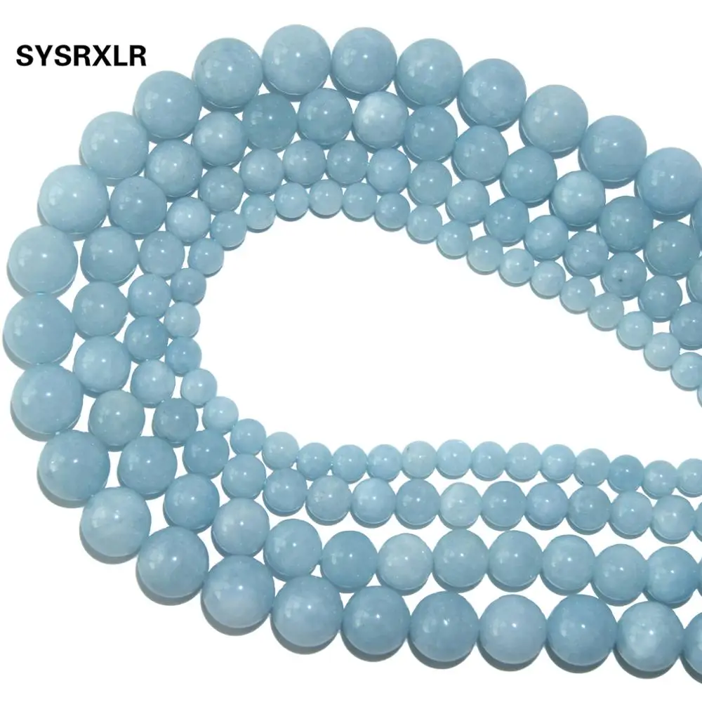 Оптовая продажа круглые аквамариновые бусины из натурального камня