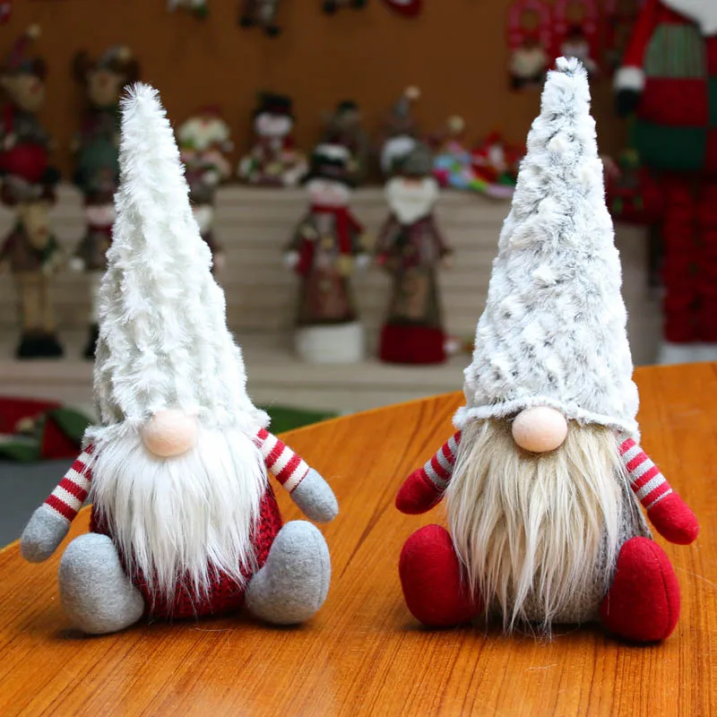 Knitted Sitting Tomte Christmas Gnome Doll Decorations Tabletop Santa Figurines Ornaments Holiday Present Produtos De Natal