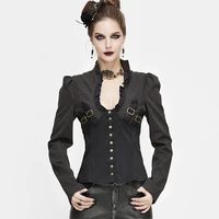autumn women punk black slim cool lady tops sweet female v neck outwear shirt women plus size shirts gothic
