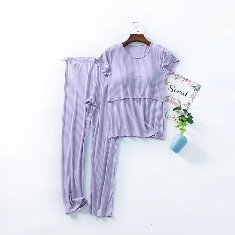 Fdfklak M-3XL Maternity Nursing Set 2pcs/set Pregnant Women's Sleepwear Modal Breastfeeding Pajamas Set For Pregnant Women enlarge