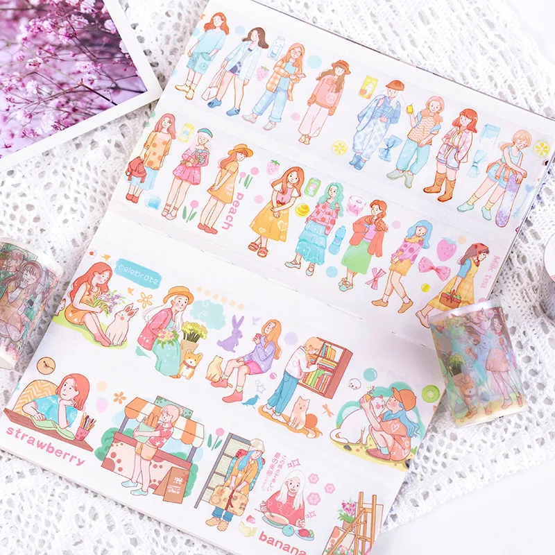 60 мм * 3 м Lovely Girl наклейки для скрапбукинга DIY ПЭТ лента Washi Тетрадь журналы
