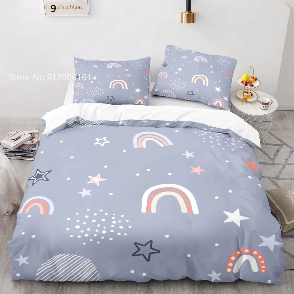 

Colorful Rainbow Duvet Cover 3D Print Fox Deer Bedding Set Home Animal Cartoon Bed Cover Set Merry Christmas Bedclothes 2/3Pcs