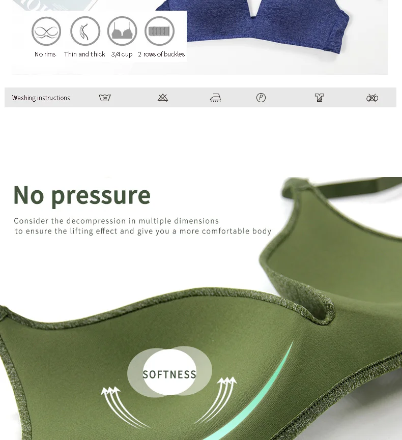 Green Camouflage Vest-Style Female Sexy Bra Small Chest Gather Sexy Lingerie Front Buckle Without Steel Ring No Trace Underwear
