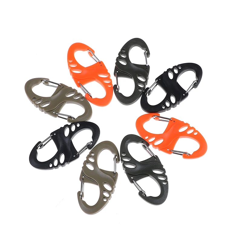 10 шт./лот мини пластиковый стальной карабин s типа с двойной пряжкой EDC брелок
