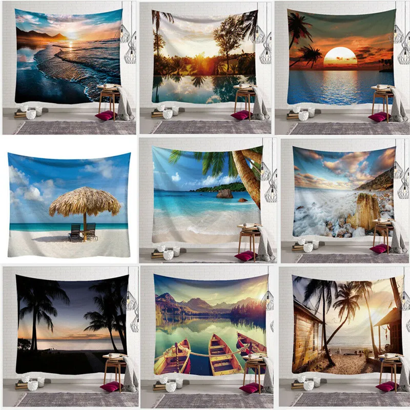 

95cm x 73cm Art Natural Views Tapestry Great Sea Sunset Print Tapestry Room Wall Hanging Fashion Tapestry Living Room Home Decor