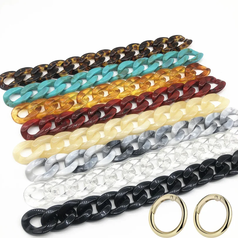

Design Wide Acrylic Resins Chains For Tote Shoulder Bag Belt Women Acrylic Accessories Detachable Ladie Straps Handbag Gold Hook