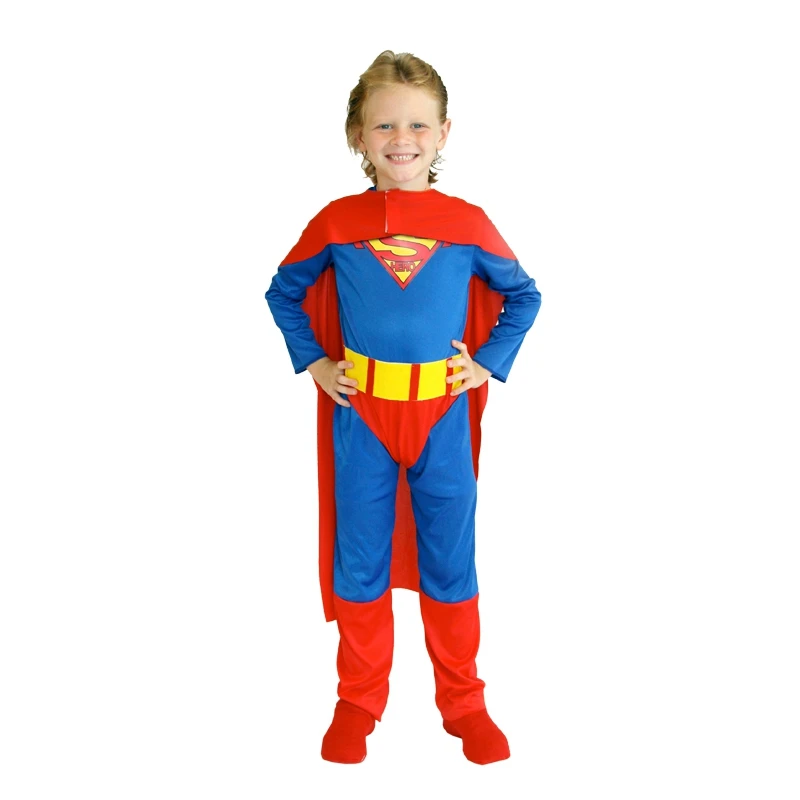 Детские Костюмы супергероев СУПЕРМЕНА для мальчиков косплей Хэллоуин Пурим