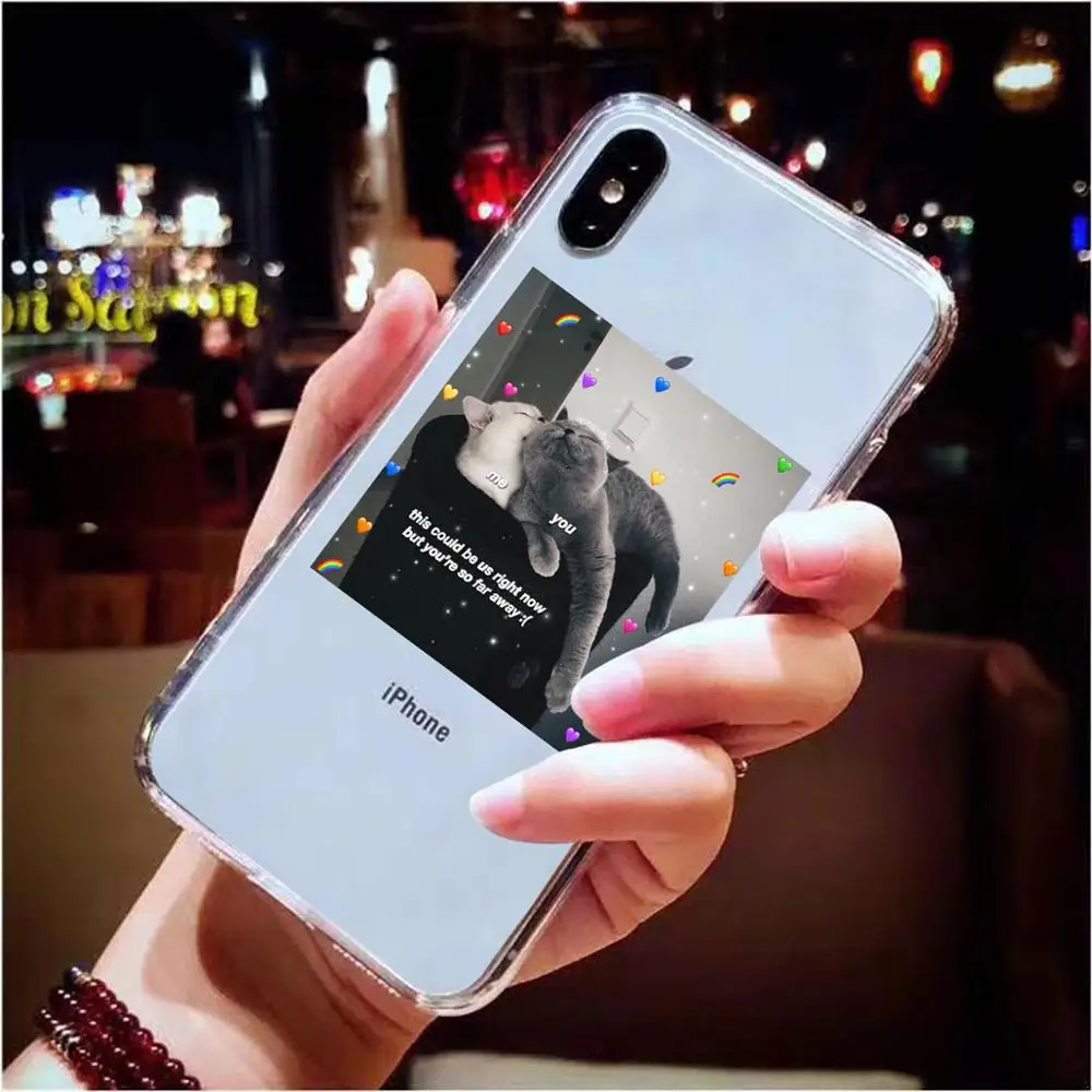 

Super cute cat dog cartoon pink Heart-shaped YOU&ME series HD Clear phone case for iphone 11 Pro XS Max X XR 8 7 6 6S Plus 5S SE