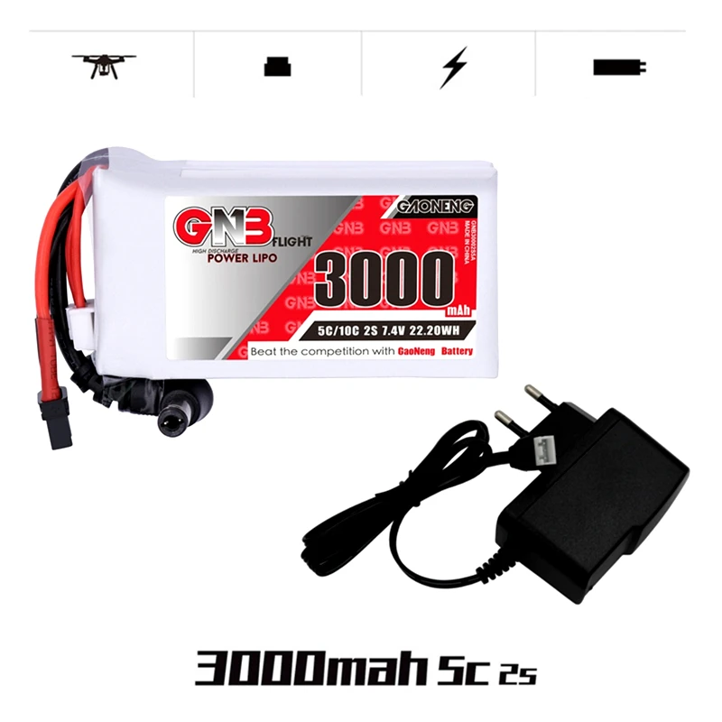 Литий полимерный аккумулятор Gaoneng 2S 7 4 в 3000 мАч 5C/10C для очков Fatshark Dominator Skyzone Aomway FPV