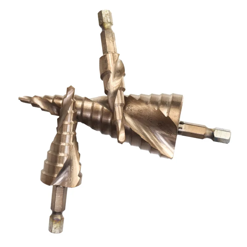 

New Liu Jiao Bing Tai Jie Zuan Spiral Groove Bronze Step Drill 4-12mm4-20mm4-32mmreamer