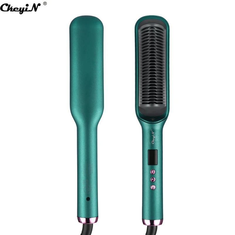 

CkeyiN Professional Hair Straightener Comb Multifunctional Ceramic Curling Iron Negative Ion Straightening Brush Hairstyler Tool