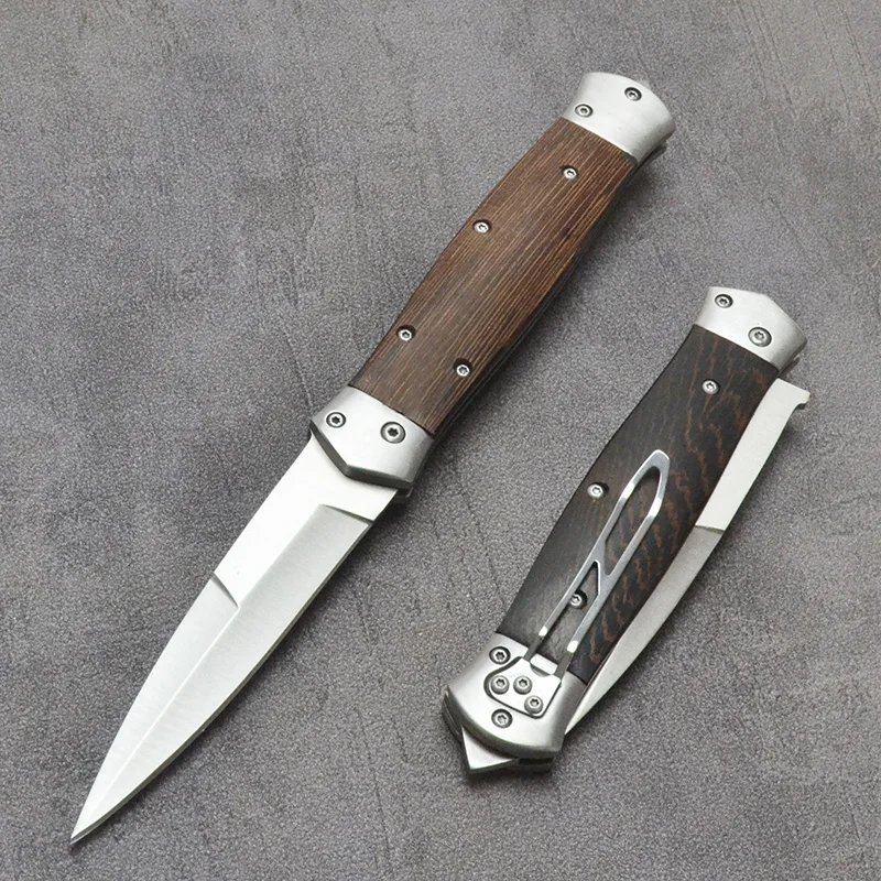 

Free Shipping High Quality Tactical Knife Sharp Blade High Hardness Folding Hunting Wood Handle Camping Fast Opening EDC Tool