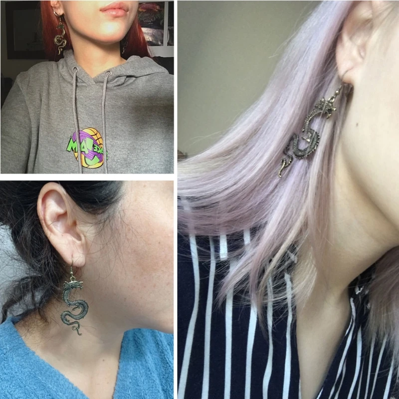 Винтажные бронзовые серьги Firery с крючком дракона серьги-подвески тотема