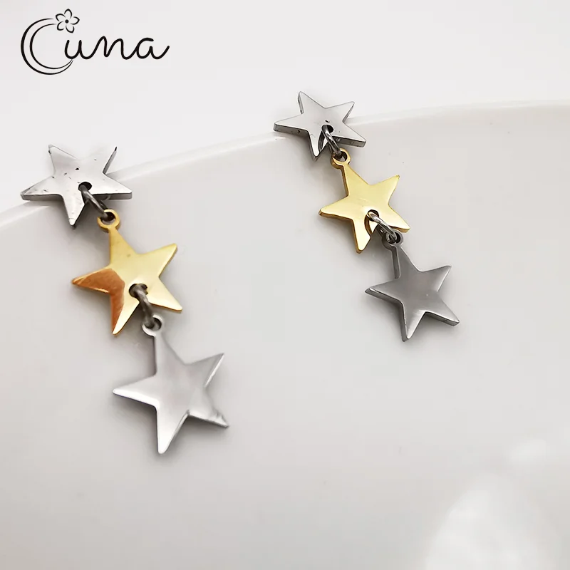 Женские серьги из нержавеющей стали с четырехлистным клевером бабочкой звездой